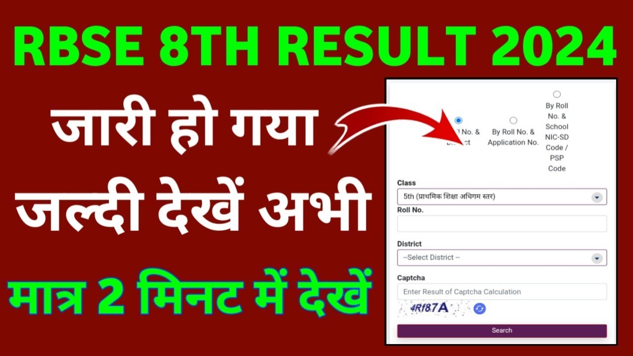 RBSE 8th Class Result 2024