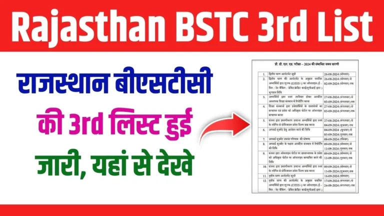 Rajasthan BSTC 3rd List