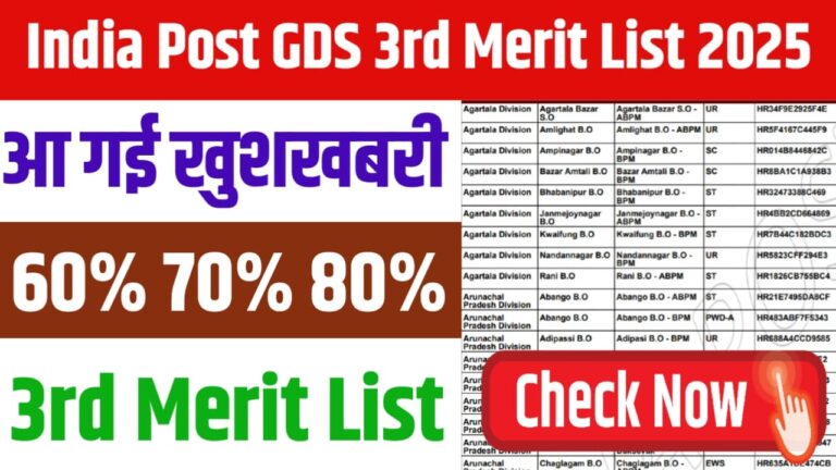 India Post GDS 3rd Merit List 2025